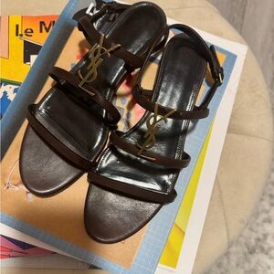 Yves Saint Laurent Brown Sandals with Elegant Straps